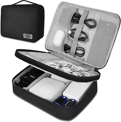 Electronic Organizer Travel Universal Cable Organizer Electronics Accessories Bag for Cable, Charger, Phone, USB, SD Card,1Pack
