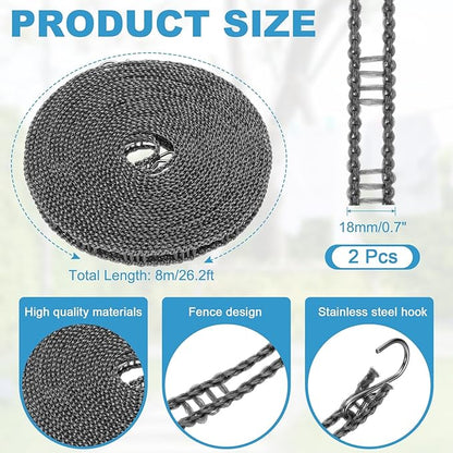 uxcell 2 Pcs Portable Travel Clothesline, 26.2ft Clothes Line Outdoors Travel Hanger Foldable Clothesline Rope with Hooks for Camping Hotel Backyard Home Cruise Ship, Gray