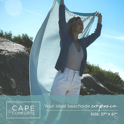 Oversized Turkish Beach Towel, Diamond Dobby Aqua - 37'' x 67'' - Super Soft & Lightweight | Quick Dry Sand Free Travel Towels for Beach or Bath | Gifts