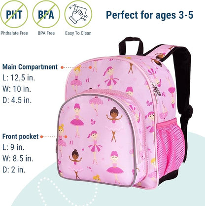 Wildkin 12-inch Kids Backpack – Padded, Adjustable, Ideal for Daycare & Travel - Ballerina