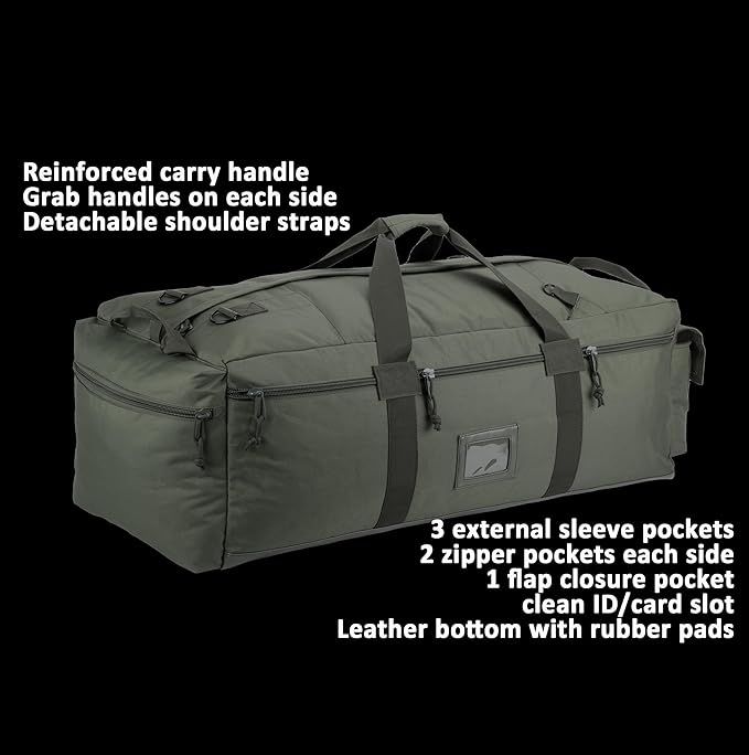 Large Military Duffle Bag Tactical Gear Load Out Bag Deployment Cargo Bag Travel Sports Equipment Duffel Luggage Bag with Backpack Straps 90L