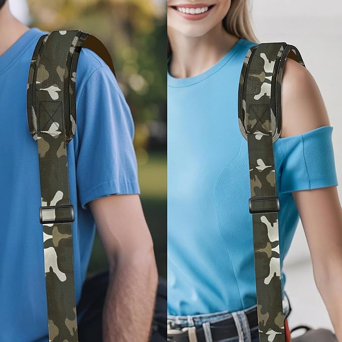 ZINZ 74" Shoulder Strap with Fixed Pad and Dual Balanced Buckles，Camouflage Green