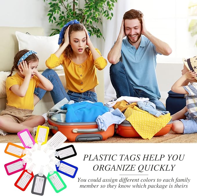 200 Pieces Bulk Luggage Tags for Suitcases Plastic Backpack Book Bag Baggage Name Tags