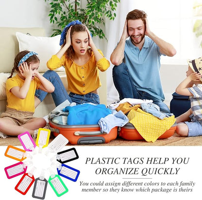 200 Pieces Bulk Luggage Tags for Suitcases Plastic Backpack Book Bag Baggage Name Tags