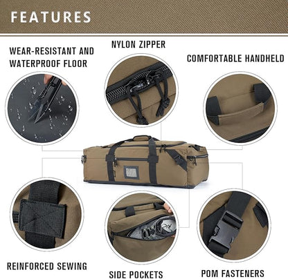 105l Large Duffel Bag For Travel, Gym & Sports - Water Repellent Polyester, Hidden Straps, Shoe Compartment - Perfect Luggage Duffle Bag Or Backpack For Men & Women