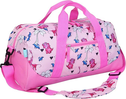 JumpOff Jo by Wildkin Overnighter Duffel Bag – Lightweight Travel Bag for Kids - Pink Dino