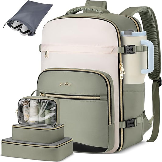 YAMTION 40L Large Travel Backpack for Women,Carry On Luggage with 4 Packing Cubes, Airline Approved Weekender Backpacks for Personal Items fits 17 Inch Laptop