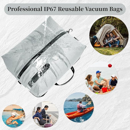 Vacuum Bags for Travel, Professional IP67 Reusable Vacuum Compression Bags for Travel Suitcases and Backpack, Durable Space Saver Bag (1 PACK, No Pump)