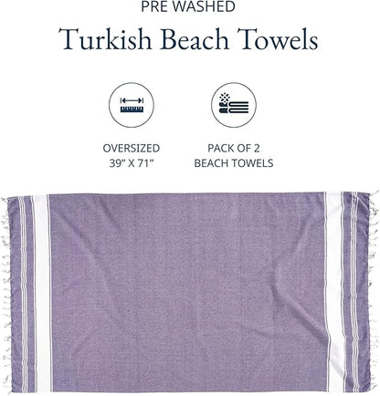 LANE LINEN Large Pool Towels, XL Beach Towel 2 Pack, Pre-Washed, No Shrink, Quick Dry Oversized Beach Towels, Stylish Beach Towel for Women, Sand Free Towel, 39"x71" - Regal Orchid