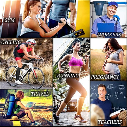 CHARMKING 6 Pairs Crew Compression Socks for Women & Men Circulation 15-20 mmHg is Best for All Day Wear Running Nurse