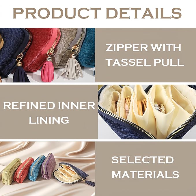 Travel Jewelry Case, New Crystal Jewelry Storage Pouch Portable Foldable Box Mini Jewelry Travel Bag, Velvet Jewelry Organizer Pouch for Women (Dark Green 1Pcs)