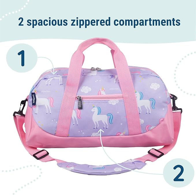 Wildkin Kids Overnighter Duffel Bag – Carry-On Size, Ideal for School & Sleepovers – Unicorn