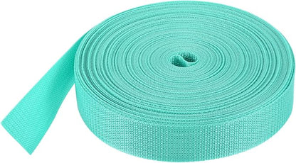 MECCANIXITY Lightweight Polypropylene Webbing Strap 1 1/2" 25 Yard Backpack Strapping Band Turquoise Green for Outdoor Luggage Cargo Straps