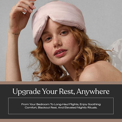 Lunya Weighted Silk Sleep Mask – Mulberry Silk Eye Cover with Cooling Glass Beads, Noise-Reducing Fit, Washable Fabric, and Travel Pouch – Sleeping Mask for Men and Women - Delicate Pink - Large