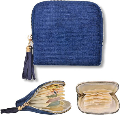 Small Travel Jewelry Case, Soft Velvet Organizer Pouch for Bangle, Bracelets, Large Earrings, Beaded necklace, Anti-Scratch & Portable Jewelry Bag Holder for Travel & Everyday Use (Gem Blue)