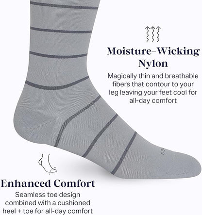 Comrad Nylon Knee High Socks - 15-20mmHg Graduated Compression Socks - Soft & Breathable Support Unisex Socks