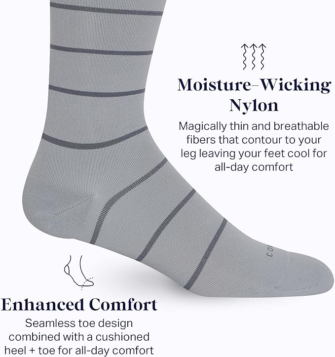 Comrad Nylon Knee High Socks - 15-20mmHg Graduated Compression Socks - Soft & Breathable Support Unisex Socks