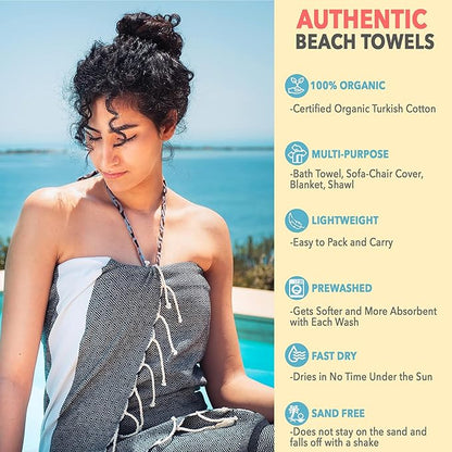 100% Cotton Turkish Peshtemal Towel – Lightweight, Quick-Dry, Highly Absorbent – Beach, Bath, Travel – Diamond Pattern (Turquoise)