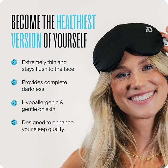 Dream Recovery The Pro Mask - 3D Performance Silk Sleep Mask for Side Sleepers - 100% Light Blocking, Adjustable Eye Cover for Sleeping