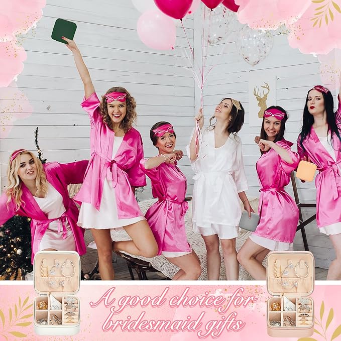 Taiyin 6 Pcs Travel Jewelry Case Box Bridesmaid Gifts Bulk Travel Jewelry Cases Boxes Small Jewels Organizers Mini Accessories Ornaments Storage for Women Girls Wedding Gifts (Multicolored)