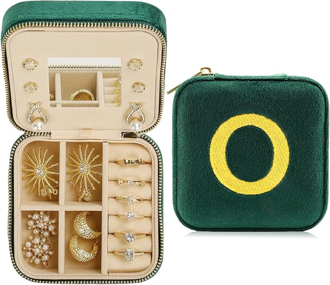 Jenria Christmas Gift for Women, Travel Jewelry Case for Women, Jewelry Organizer, Jewelry Box, Unique Gifts, Personalized Gifts for Her, Birthday Gifts for Mom, Teen Girl, Girlfriend, Green, O