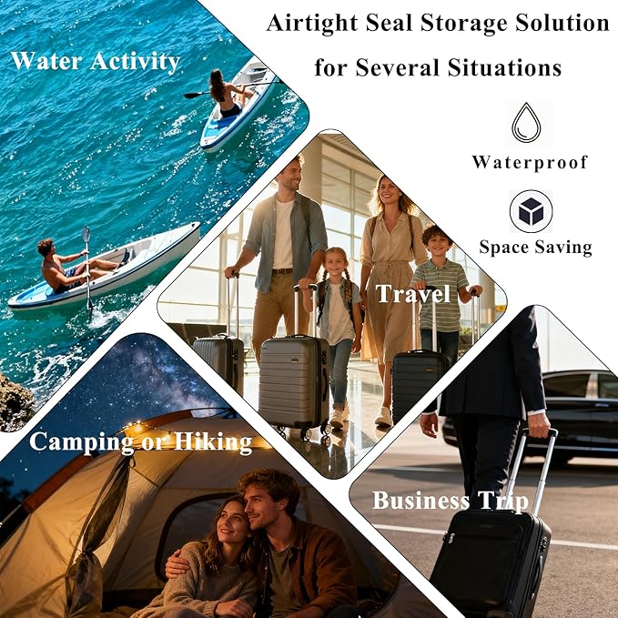 Travel Vacuum Bags with Pump 33L(21.65x15.75x5.91") Large Size IP67 Reusable Space Saver Compression Packing Storage Organizer Cube for Luggage CarryOn Suitcases & Backpack (Black-1 Bag)