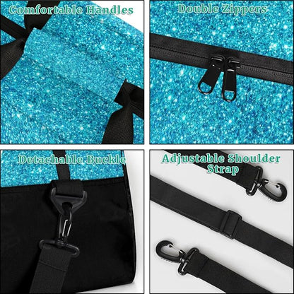 Personalized Kids Sports Duffel Bag with Name Custom Weekender Overnight Bag for Boys Girls Gym Bag Travel Dance Gymnastics Duffel Bag, Blue Shiny