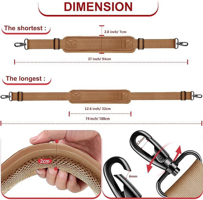 ZINZ 74" Shoulder Strap with Fixed Pad and Dual Balanced Buckles，Khaki