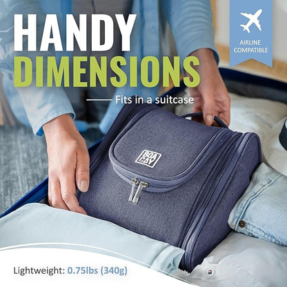 BOACAY Hanging Travel Toiletry Bag for Women and Men, Makeup Bag, Bathroom & Shower Organizer Kit for Accessories, Cosmetics, Travel Essentials