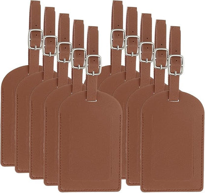 PATIKIL Leather Luggage Tag, 50 Pcs Luggage Tags Pu Bag Tags for Suitcases Airplane Travel Essentials, Brown