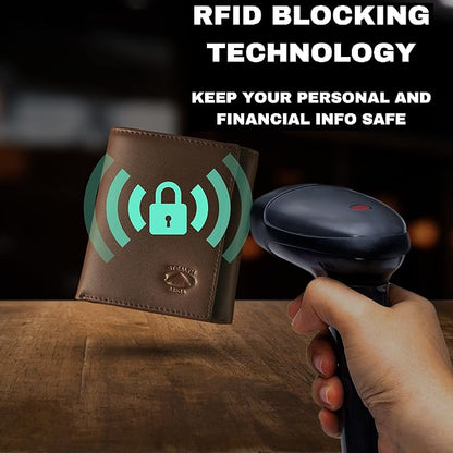 Stealth Mode Leather Trifold RFID Wallet For Men With Flip Out ID Holder