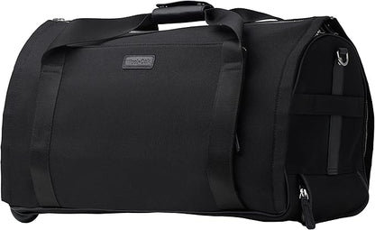 Wool & Oak - NOVA Large Duffle Bag with Wheels - Carry On Garment Duffle Bags for Travel, Overnight, Hospital - Travel Bags with Shoe Compartment & Tech Pocket - Gifts for Men (Nylon, Black)
