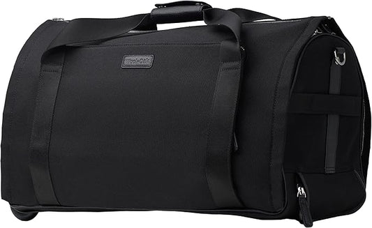 Wool & Oak - NOVA Large Duffle Bag with Wheels - Carry On Garment Duffle Bags for Travel, Overnight, Hospital - Travel Bags with Shoe Compartment & Tech Pocket - Gifts for Men (Nylon, Black)