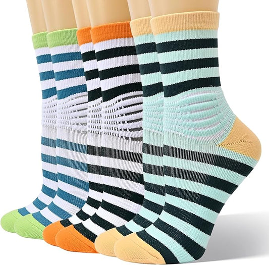 IRAMY Crew Compression Socks Ankle Support Moisture Wicking Plantar Fasciities Pain Relief 3 Packs