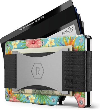 Ridge Wallet for Men - Slim Minimalist Compact Wallet and Card Holder, RFID Protected Front Pocket Wallets for Men with Integrated Cash Strap (Tropical)