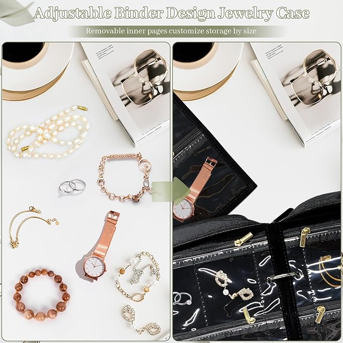 Dexmary Travel Jewelry Organizer and Storage Case for Women, Travel Jewelry Storage with 36 Velvet Zipper Velvet Pouches, Portable Gift for Earrings Necklaces, Rings, Bracelet, Watch