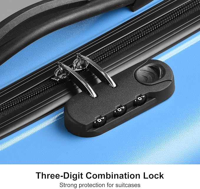 20 Inch Kid Ride Suitcase, Kid Luggage Seat Ride With Lock - Kids Travel Trolley With Safety Belt, Luggage For Kids Airplane Travel,Suitcase To Aged 1-6 Years Old, ABS+PC (Blue)