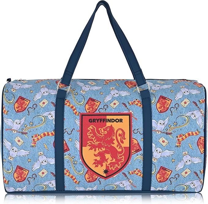 Harry Potter Gryffindor Classic Premium Travel Duffle Bag - Mini 16 Inch Leather Overnight Weekender for Women, Men, Adults