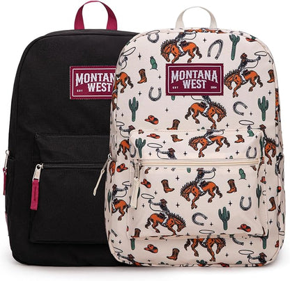 Montana West Backpack for Women Men 2 PCS Lightweight College Bookbags Casual Daypack Backpacks for Commute & Travel