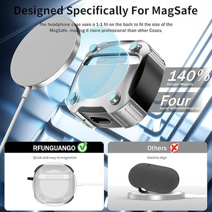 RFUNGUANGO for AirPods 4th Generation Case, 2024 New Space Theme Case. Compatible with AirPods 4th Generation, with Locking Feature, Military Grade Drop Protection, Works with MagSafe.[Silvery]