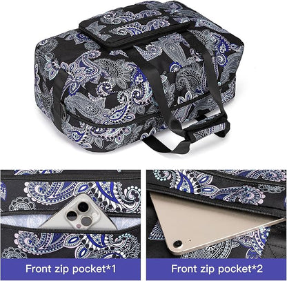 F.FETIVIN Weekender Bag Carry On Travel Duffle Bag Medium Overnight Bag for Women(Black Paisley)