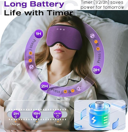 MUSICOZY Sleep Headphones with Bluetooth 5.4 Sleep Mask, Removable 3D Eye Cups for Zero Pressure Comfort, Wireless Bluetooth Eye Mask for Sleeping with Timer