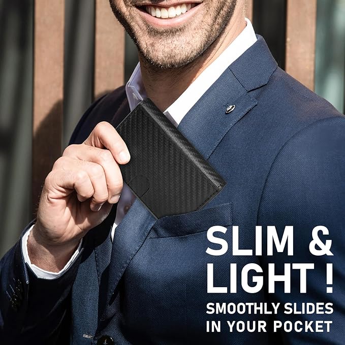 Business Card Holder Minimalist Wallet for Men Rfid Credit Card Holder Slim Wallet With Money Clip Carbon Fiber Wallets for Men