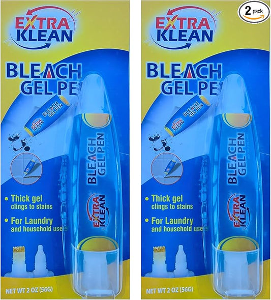 Bleach Gel Pen – Double-Ended Stain Remover Pen for Clothing, Instant Spot Cleaner for Clothes, Travel Size Bleach Pen for Whites & Laundry (2 Pack)