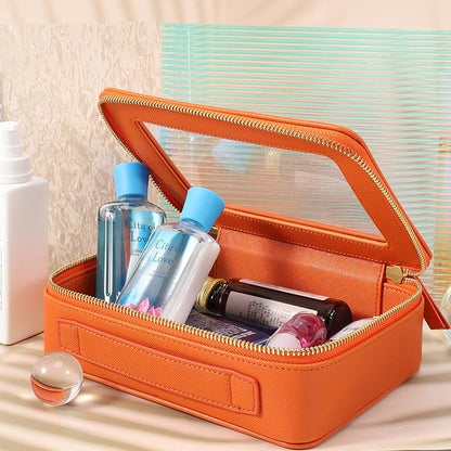 SANHECUN Toiletry bag waterproof cosmetic organizer with handle lagre opening for travelling