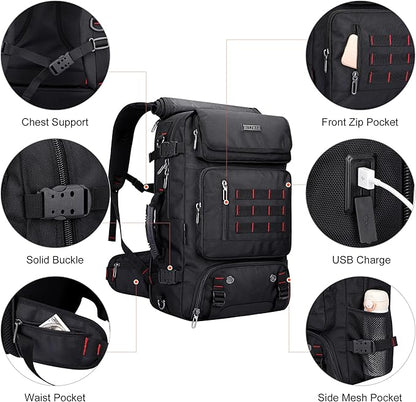 WITZMAN Carry on Travel Backpack for Men Women Airline Approved Convertible Nylon Duffle Backpack Luggage Bag (B682 Black)