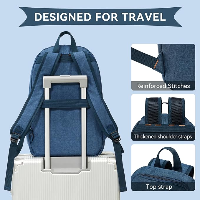 OMOUBOI Casual Daypacks Superbreak Backpack 14 inch Laptop Backpack for Women & Men Fits Tourism Business (Blue)