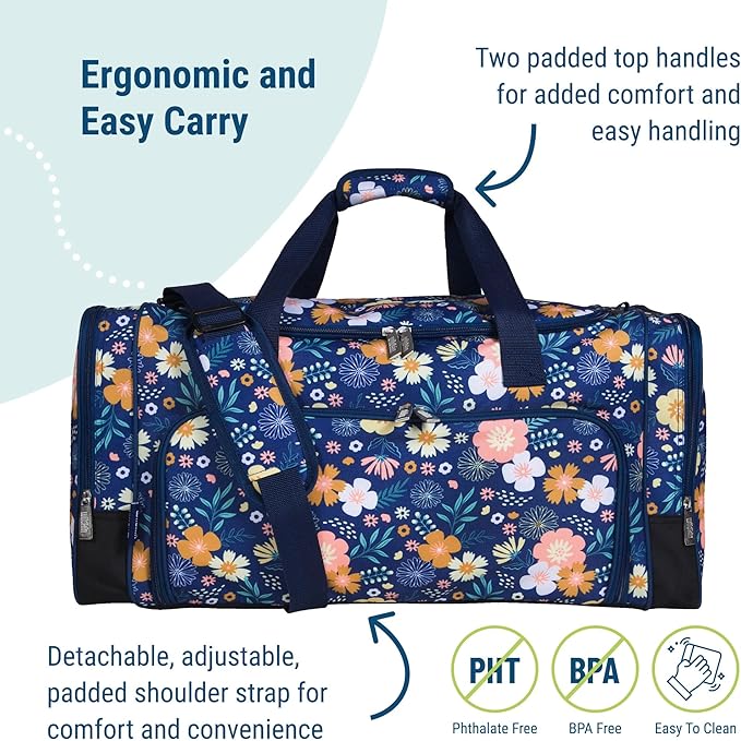 Wildkin Kids Weekender Duffel Bag – Carry-On Size for School, Travel, & Sleepovers