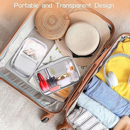 6 Pcs Clear Hard Zipper Case Hard-Sided Premium Storage Case Plastic Clear Hard Shell Zipper Pouch Portable Travel Organizer Box for Travel Building Blocks Puzzles Cosmetics Makeup Supplies (White)