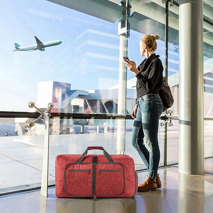 Vomgomfom 65L/85L/115L Foldable Travel Duffle Bag, Lightweight Checked Luggage with Shoe Compartment, Water-Resistant Weekender Overnight Bag for Men & Women